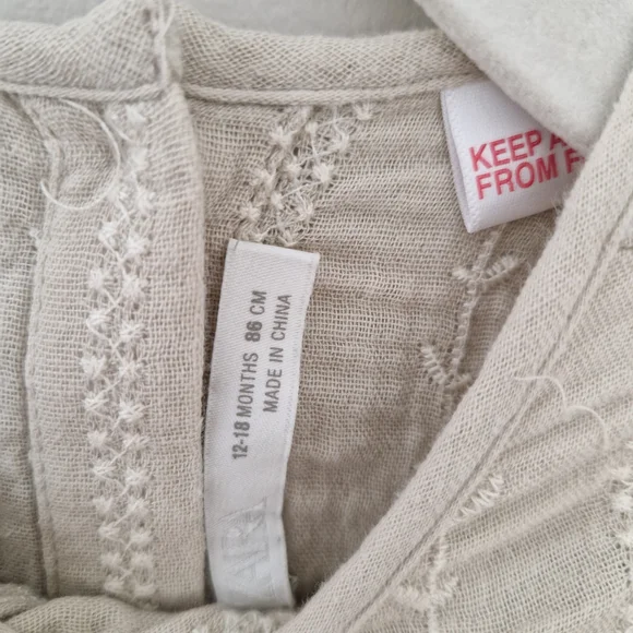 Zara Kids Beige Textured Dress - Picture 2 of 2